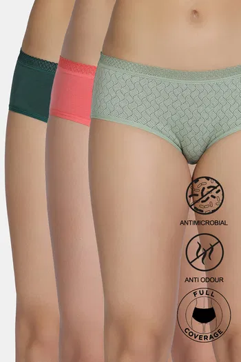 Buy Zivame Low Rise Full Coverage Hipster Panty  (Pack of 3) - Multicolor